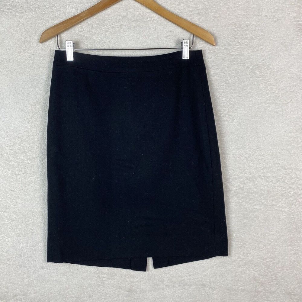 J. Crew Womens Wool The Pencil Skirt Black Size 4 Basic Office Wear‎